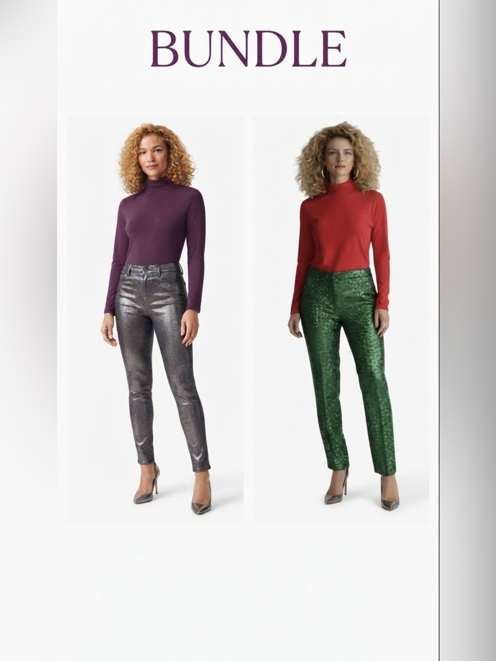 Bundle of 2 Ambiance Long Sleeve Turtlenecks Size Medium